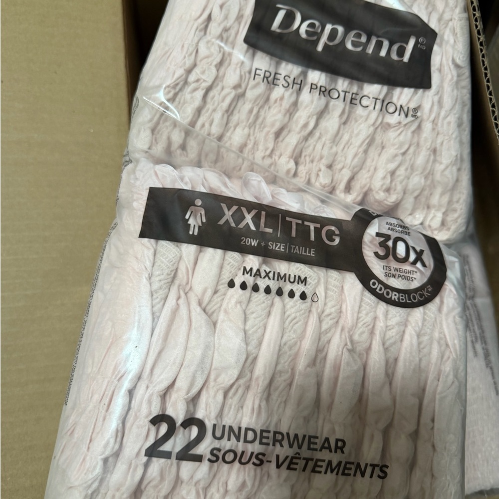 Depend Women's Briefs XXL Incontinence Underwear - Light Pink (22 Pack)